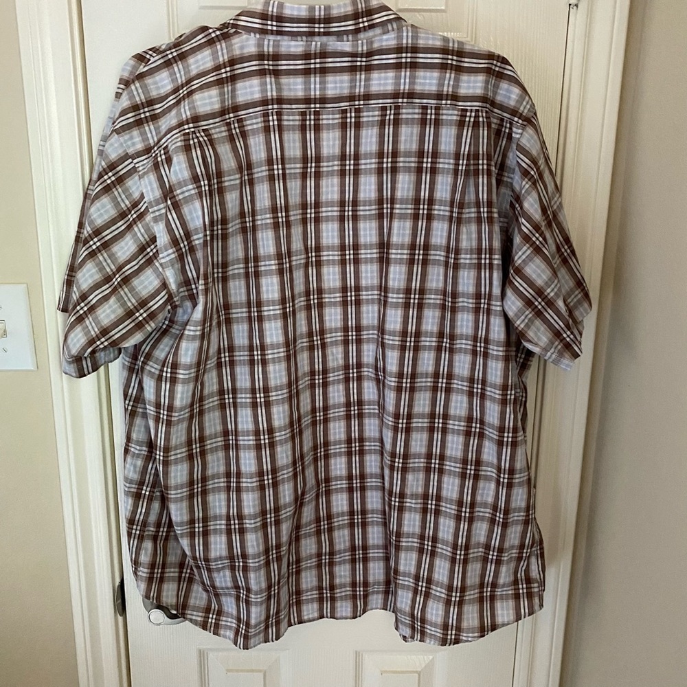 Men’s Short Sleeve Plaid Button Down, XXL, Beverly Hills Polo Club